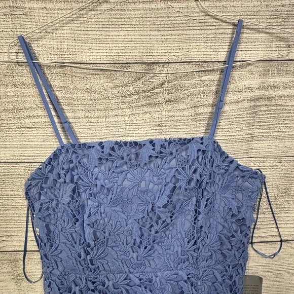 New Women’s NSR Floral Lace Tiered Midi A-line Dress Size M Cornflower Blue - Picture 6 of 11